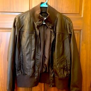 Faux Leather Bomber Jacket